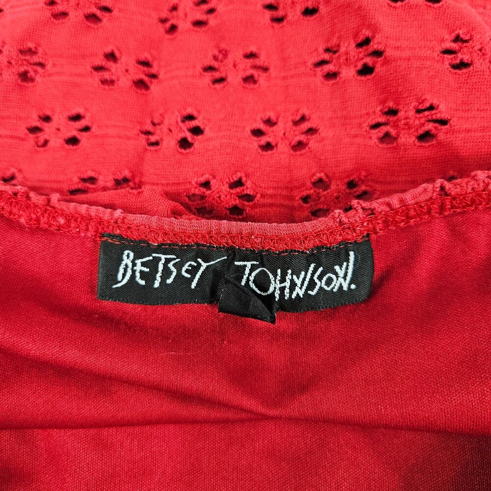 Sold - Y2k/90's Betsey Johnson Mini Skirt Red Eyelet Detail - Size Small - Picture 3 of 5